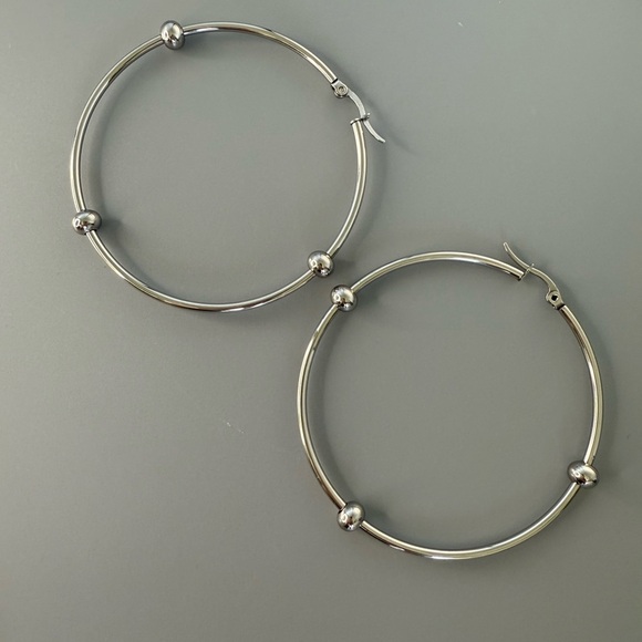 Stainless Steel Huggie Hoops 62mm - Picture 4 of 7